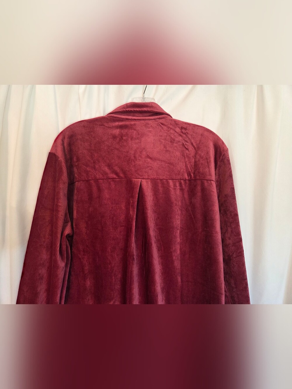 Weatherproof Raspberry/Red Ribbed Long Sleeve Button Down NWT Size S - Picture 6 of 9
